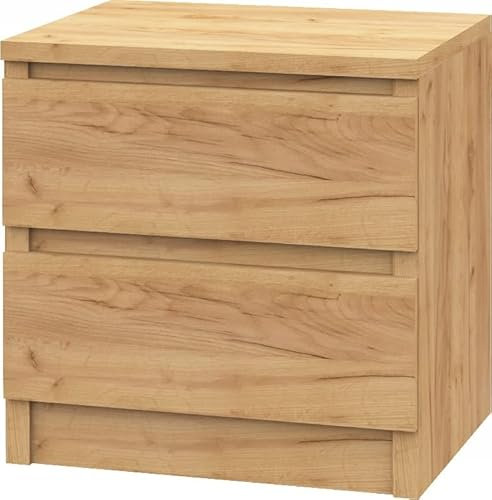 VBChome Nachttisch 40 x 30 x 40 cm Eiche Matt Nachttisch mit Zwei Schubladen für das Schlafzimmer Grifflose Modern