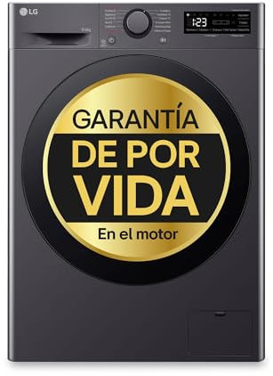 LG F4DR6009AGM - Lavadora Secadora Inteligente, 9/6kg, AI Direct Drive, 1400rpm, Carga Frontal, TurboWash 360º, Vapor Steam, Serie 600, Inox Grafito