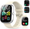 Smartwatch für Herren Damen,1,91 Voll Touch Smart watch mit Bluetooth Anrufe,100+Sportmodi IP68 Wasserdicht Sportuhr,Fitnessuhr mit Puls-Schlaf-Monitor Schrittzähler, Uhr für Android iOS(Aus Weiß）
