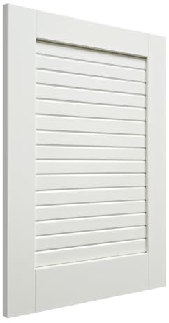 Louvred Slatted Wardrobe Door - White - Finished/Natural - Ready to Paint or Varnish - Classic Solid Wood Pine Internal Door - Louvre Cupboard Doors - Single Wooden Door Full Panel