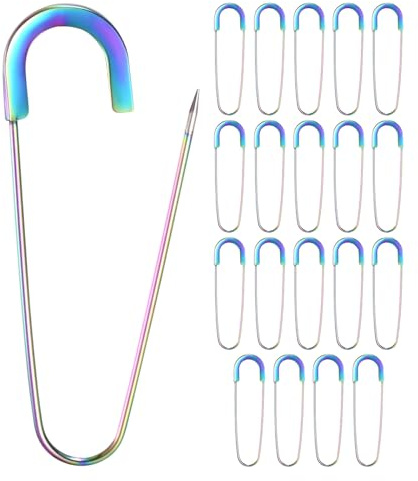 M METERXITY 20 Unidades De Alfiler De Seguridad Grande, 3.15 Pulgadas (80mm) Alfiler De Prenda Pesado De Aleación De Zinc para Coser Ropa/Vestuario/Faldas/Prendas [Multicolor]