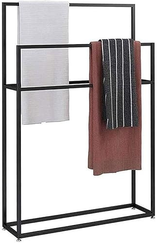 Estante De Secado De Toallas Independiente, Soporte De Toallero De Metal Moderno De 2 Niveles, Estante De Toallero Ducha De Baño Almacenamiento De Baño Toallas De Mano, 85 * 20 * 110