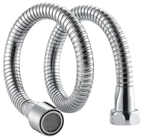 Rallonge de robinet universelle en acier inoxydable, 13-50 cm, rotation à 360°, buse anti-éclaboussures for évier de cuisine et salle de bain, tuyau d'extension d'aérateur(Plastic core)