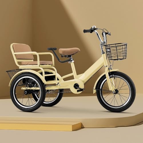 Tandem trehjuling för barn med enkel broms, 14/16/18 tum kolstålram med hög kolhalt (16 tum gul)
