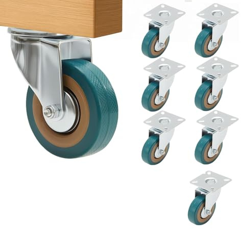 BLUE BAZAAR 8 Pack Heavy Duty 75mm Swivel Castor Wheels, 360KG Load Double-Bearing Caster Set, 360° Rotating Rubber Wheels for Furniture, Tool Cabinets, Trolleys & Industrial Use (8PCS)