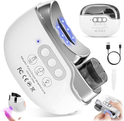 3-in-1 Electric Nail Clippers, 3 Speeds Electric Nail File with LED Light, Rechargeable with Polishing & Storage, Nails Trimmer for Toenails & Fingernails Babies, Kids, Adults, Elderly