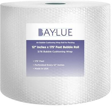 Bubble Air Cushioning Wrap Large Roll for Packing, Moving, Shipping, Packaging Boxes & Mailers | 12 Inch x 175 Feet Perforated Every 12 | Small Bubble 3/16