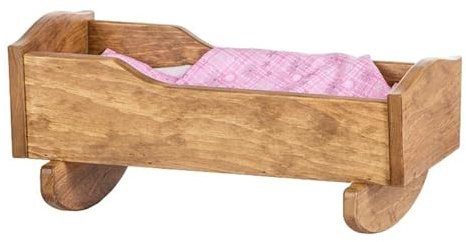 AmishToyBox.com Rocking Doll Cradle Toy for 18 Dolls, Rebekah's Collection (Harvest Stain)