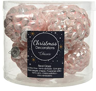 Christbaumschmuck Zapfen Glas 7cm x 6 Stück Anhänger rosa