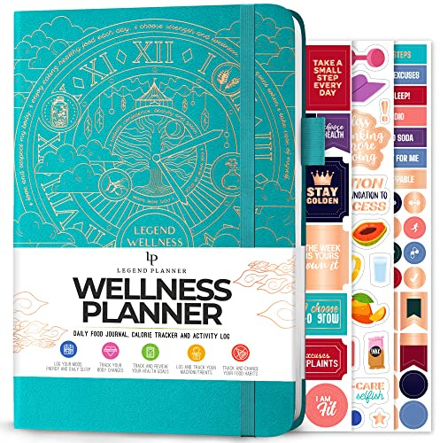 Legend Food Journal, Weight Loss & Meal Tracking Diary 5.8x8.3 Turquoise