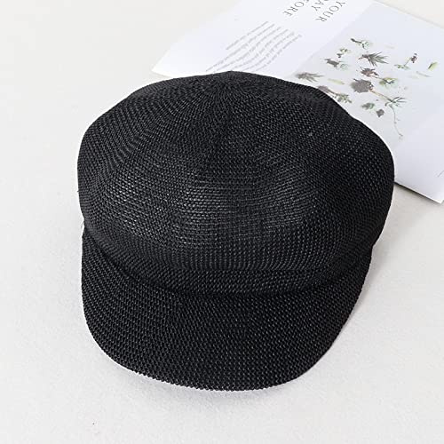 oonui Beret Femme Chapeaux De Gavroche pour Femmes Été Respirant Engrener Paille Béret Réglable Artiste Peintre Casquettes Octogonales Visière Plage Chapeau De Soleil