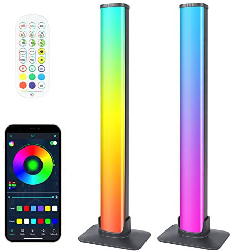Auplf LED Light Bar, 2PCS Smart RGB Light Bar Gaming Lights TV Backlights Color Changing Mood Light Sync with Music for PC, TV, Room Decoration, USB Port, with Remote Control and APP Control