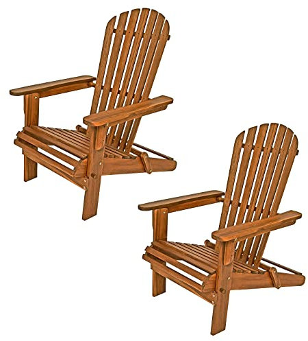 Casaria® 2X Sonnenliege Holz Wetterfest Klappbar 160kg Belastbarkeit XXL Armlehnen Rückenlehne Garten Balkon Terrasse Holzstuhl Ergonomisch Adirondack