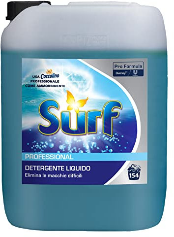 Surf Professional Detergente Liquido per Macchie Difficili adatto a Capi Bianchi e Colorati Detersivo Lavatrice Delicato sui Tessuti Pro Formula - Tanica da 10L
