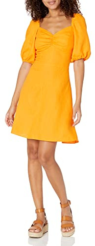 The Drop Robe Courte en Lin pour Femme, avec Torsade sur le Devant, Nala, Mangue, Taille XXL Grande Taille