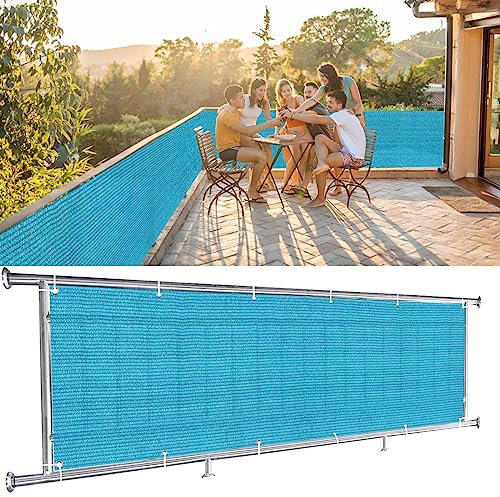NINGBAI Cache Vue Balcon 85 x 700 cm Brise Vent Terrasse, Brise-Vue Balcon, Habillage De Balcon Protection Contre Le Vent, Les Intempéries pour Balcon et Clôture Porches, Bleu
