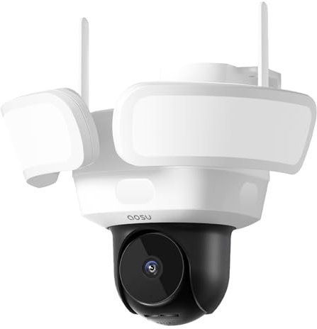 AOSU Floodlight Camera Wired Pro - WiFi Outdoor Security Cam for House with 3 PIR Motion Sensor, 3K UHD, 2600 Lumens Smart Light, 24/7 Recording, 360 PTZ, Night Vision, AI Detection, Alexa