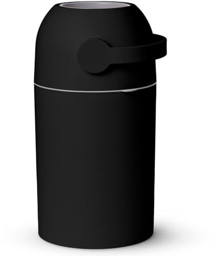 Magic Baby Windel Pail, Patentiertes Duft-Stop-System, Verwenden Sie jeden Müllsack, Einhandfreier Hebel, 4 Rollen Tasche inkl. (Schwarz)