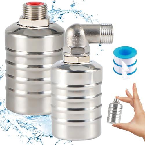 Vanne de commande de niveau d'eau automatique 2PCS 1/2 Vanne de flottante en acier inoxydable Interrupteur de flotteur de qualité alimentaire pour réservoir d'eau, vanne à flotteur