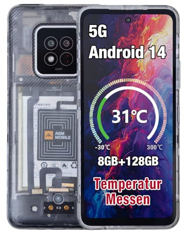 AGM X6 Phantom 5G Unlocked Smartphone, 8GB+128GB/512GB, 6.78'' FHD+ Display, Android 14 Rugged Smartphone, 50MP+16MP, Dual SIM/Temp Check/Face ID/5000mAh Battery