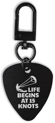 Life Begins Kitesurf Kitesurf Water Sport, porte-clés, plaque d'identité pour chien, porte-clés, crochet, mousqueton, Noir , taille unique