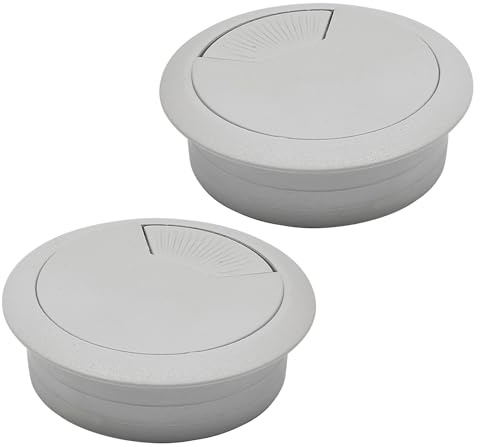 Desk Grommet 2 (50 mm), Desk Cord Hole Cover, Cable Grommet ABS Plastic, Desk Hole Grommet for Office and Home Table Cable, Detachable Adjustable Cable Cord Organizer (Light Grey 2 Pcs)