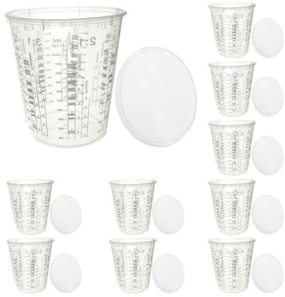 Plastmätkoppar – klara graderade mätkoppar | Blandningsburkar för laboratoriefärger | Färgblandningskoppar för epoxi och harts | Måla bägare medicinkoppar | Små mätkannor för blandning av epoxiharts