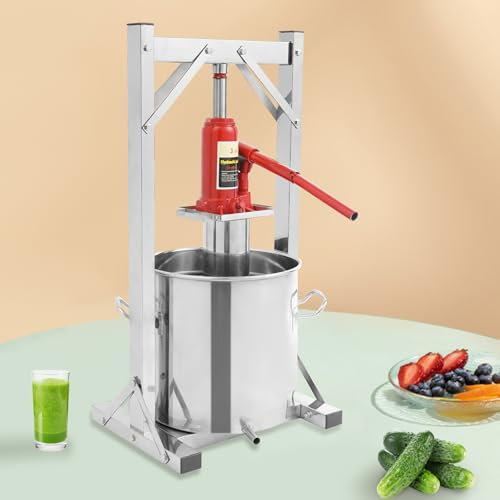 Presse-fruits hydraulique, 12 l, pression 3 T, presse-vin, presse-vin, presse-légumes, presse-baies, presse-agrumes multifonction en acier inoxydable, avec filtre à vin, pour presser le miel, les
