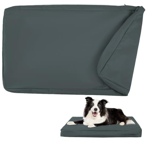 DUJUIKE Housse de Rechange Imperméable pour Lit Chien, Housse de Matelas pour Chien, Housse de Remplacement pour Matelas de Cage de Chien, Lavable, Housse Amovible pour Coussin pour (Gris Foncé,L)