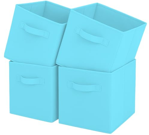 Pinkgarden Scatola Portaoggetti, Cubo Pieghevole in Tessuto con Maniglie per la Casa, la Stanza dei Bambini, l'armadio e l'organizzazione dei Giocattoli, 4 Pezzi, 26,7 x 26,7 x 27,9 cm, Azzurro