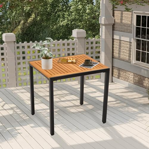 Mingone gartentisch wetterfest 80x70cm,Quadratisch Balkontisch in Holz Terrassentisch für Outdoor, Terrasse, Garten 80kg belastbar