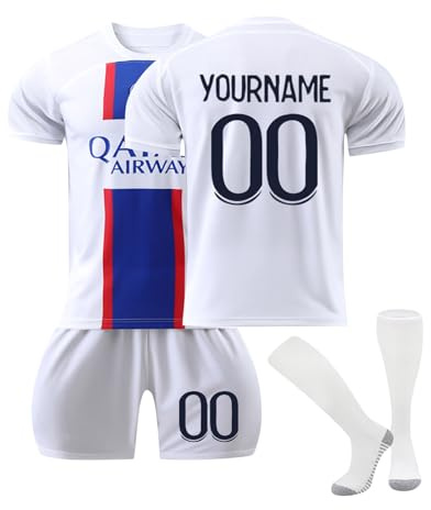 Generico Maglia Calcio Bambino 2024/2025 Maglietta Personalizzata Calcio Nome e Numero Uomo da Personalizzare Tuta Allenamento T-Shirt, Pantaloncini e Calzini Set Regali Ragazzi da Calcio per Tifosi