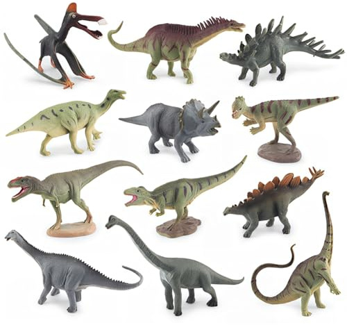ZappelStift Dinosaur Toys, 12 Pcs Dinosaurs Figure Set, Mini Dinosaurs Toys, Dinosaur Toy for Boys, Realist Figures Cake Topper Party Decorations for Kids, for Boys Girls 3 Years and Up