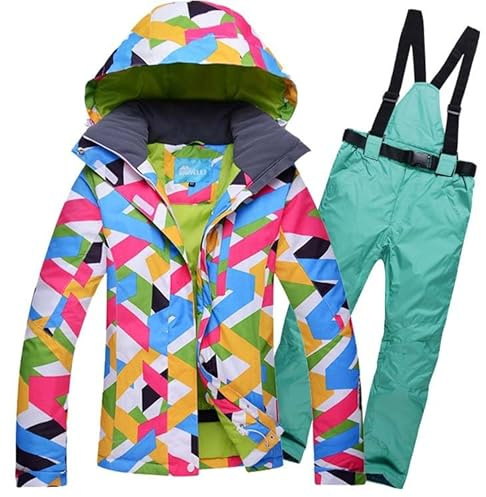 GBZIJIE Traje de Nieve de MontañA Warme Traje de esquí for Mujer, Chaqueta Nieve for, Conjuntos Pantalones, Deportes Invierno, Snowboard, Ropa Gruesa Colorida(LB Pants Ski Jacket,M)
