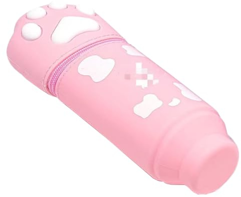 Cartoon Pencil Bag - Large Capacity Portable Silicone Pencil Case, Cute Cat Paw Storage Bag for Pens, Rulers, Scissors, Erasers, Sticky Notes, and Correction Tape, Ideal for School, Office, College