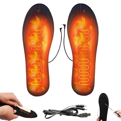 Heated Insoles, USB Rechargeable Foot Warmer, Cuttable Electric Heated Shoe Insoles, Washable Indoor Outdoor Thermal Insoles for Hiking Skiing Cycling Snowboarding Winter Commute (M(41-46)-1 Pair)