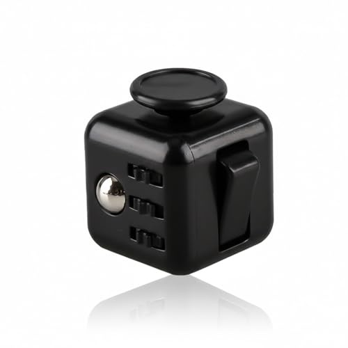 Gaomumu Fidget Cube Stress Relief Toy, 6-Sided Cubes Pressure Reducer, Multi-Functional Anti-Anxiety Sensory Desk Toy, Suitable for Office, Home(Black)