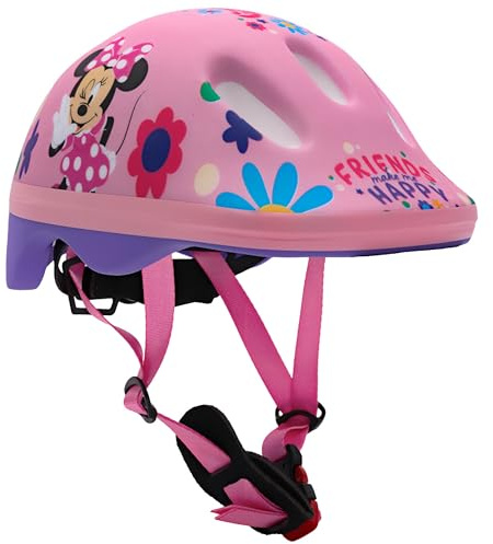 Casco da bicicletta, in monopattino, sui sicuro per ragazza, Caschi regolabile (Minnie Mouse, 44-48 cm)
