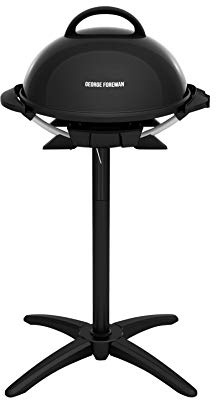George Foreman Indoor/Outdoor Electric Patio Grill, Apartment Approved, 15-Serving, Removable Stand, Black
