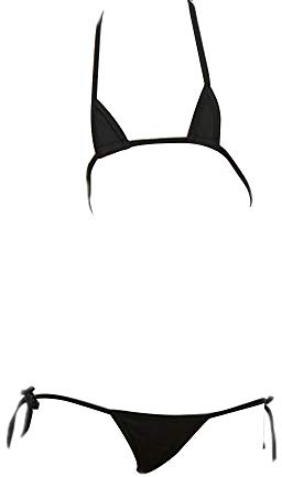 YOMORIO Womens Micro Bikini Sexy Mini Triangle Bikini Japanese Lingerie with G-String Thong (Black)