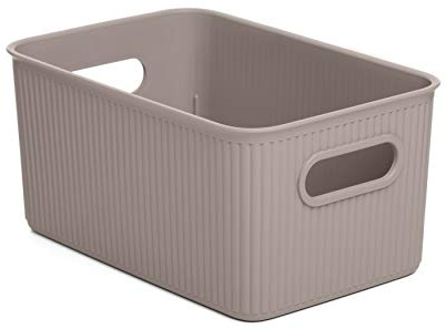 Tatay Cesta Almacenaje Plastico 5 L Baobab | Caja Organizadora | Asas Integradas | Diseño Compacto y Versátil | Plástico Libre de BPA | 11x2,3x19,5 cm, Taupe