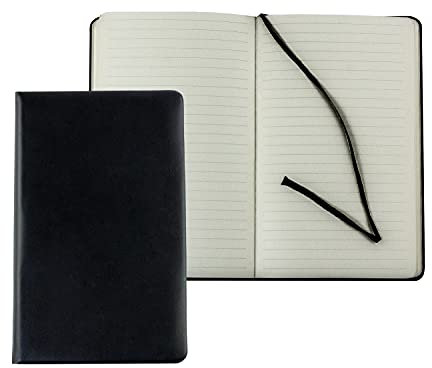 DELMON VARONE - Personalisierbares Notizbuch DIN A5 schmal, gebunden in Premium Boxcalf Leder schwarz - Buch liniert im Hardcover Ledereinband mit Merkband - Geeignet auch als Tagebuch & Reisebuch