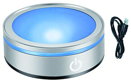 CDIYTOOL LED-Lichtsockel, mehrfarbig, rund, Displayplatte, Sockel, Display-Lichtsockel für 3D-Kristallglaskunst mit empfindlichem Touch-Schalter [Energieklasse A+] (flacher Boden)