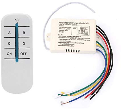 Nikou Drahtlose Fernbedienung für Wandschalter, 4 Wege Wand Fernschalter EIN/aus 220 V Digitaler Kabelloser Wandlicht Empfänger Sender Fernbedienungsschalter, nur für Beleuchtungsprodukte