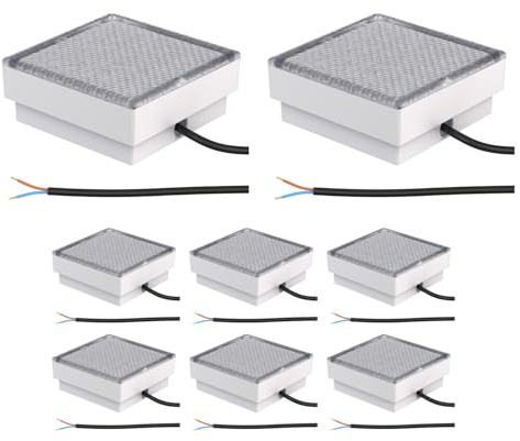 ledscom.de 8 pièces LED pavé encastré de sol CUS pour l'extérieur, IP67, carré, 15 x 15cm, blanc froid