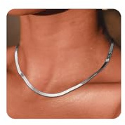 HSWYFCJY kvinnor klassisk ormkedja fiskbenskedja choker halsband 3 mm/5 mm bred kedjelängd som födelsedagspresent för flickor, 3mm-40cm, Rostfritt stål