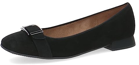 CAPRICE Ballerines Memotion en Daim avec Talon Bloc Largeur G, Noir (Black Suede), 38 EU