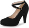 Allegra K Women's Platform Cross Strap Stiletto Heels Mary Jane Pumps Black 7 UK/Label Size 9.5 US