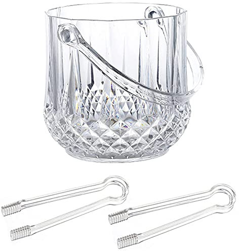 Koanhinn Secchiello per ghiaccio in plastica con manico in acrilico trasparente Champagne birra vino secchiello per ghiaccio -trasparente