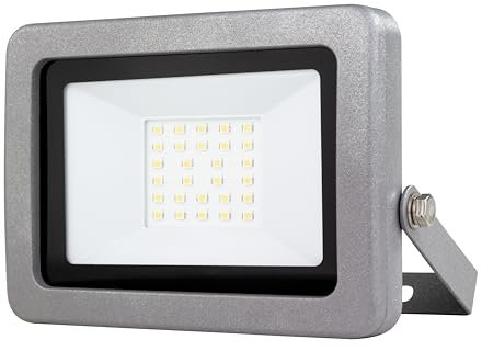 REV LED Strahler für außen FLARE - IP65, LED Leuchte 20W, 1700 Lumen, 6500K – Outdoor Beleuchtung - ideal für Hofeinfahrten, Garagen & Hauseingänge, silber